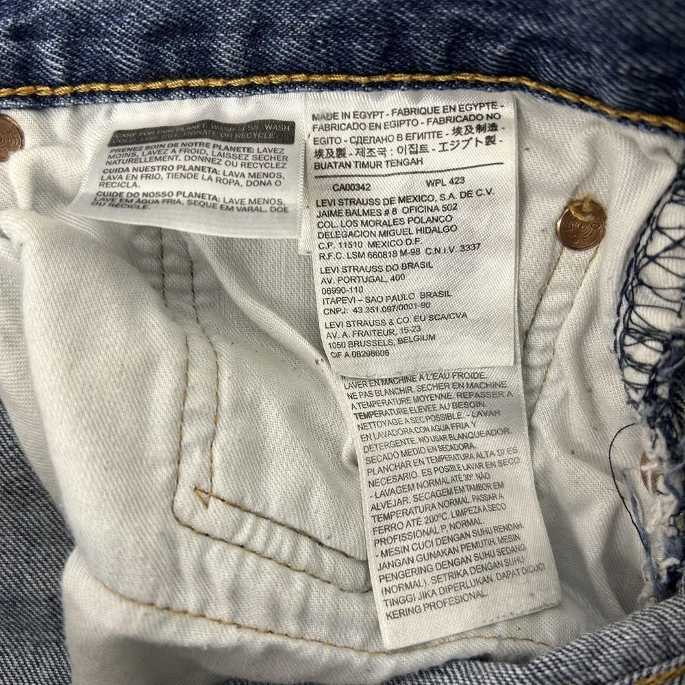 Levis 501 Jeans Mens 38x33‎ (tag 38x34) Blue Button Fly Straight Leg Denim